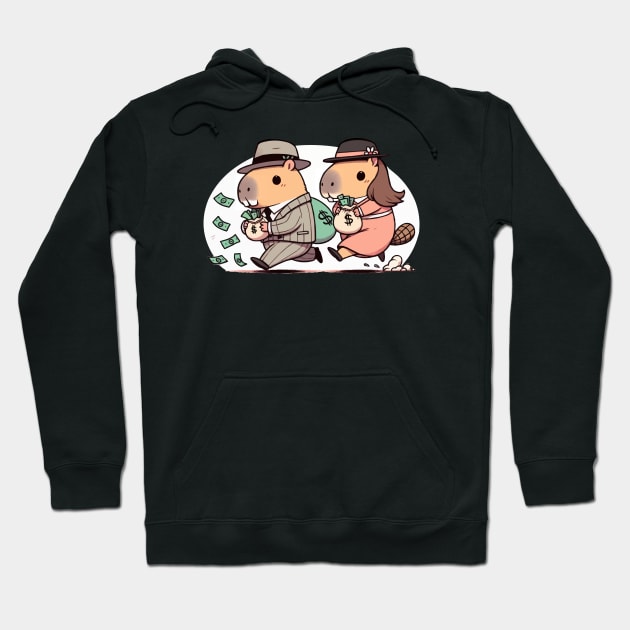 Toronto - High Park Capybaras Bonnie & Clyde V1 Hoodie by nostalgiapress